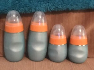 Safe Starter Stainless Steel Baby Bottles Blue Silicone Sleeve (4) - Picture 1 of 1