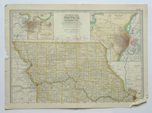 MISSOURI Northern Part Map The Century Atlas 1897 Plate 30 St Louis Kansas City - Picture 1 of 3