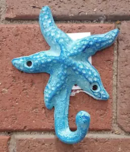Nautisch Shabby Blue SEESTERN Handtuch Bademantel Haken Strand Ozean Gusseisen - Bild 1 von 3