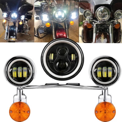 Светодиодная фара 7 дюймов для Harley Electra Glide 1998-2015 Touring + проходные фары 4,5 дюйма - Изображение 1 из 4