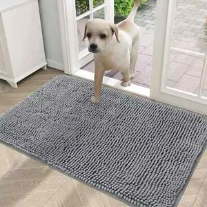 Dog Door Mat for Muddy Paws, Absorbs Moisture and Dirt, Non-Slip Washable Mat, Q - Picture 1 of 8