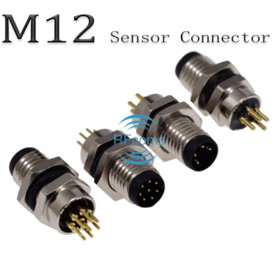 M8 Cirlce Socket PCB Sensor Connector 3 4 5B 6 8 Rear/Back Panel Mount Adapters - Image 1 of 4