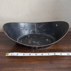 Vtg Tinsmith Tool Hand Made Toleware Bread Serving Bowl Dish Primitive - Picture 1 of 5