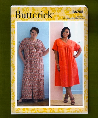Petite Pullover Dress_Mumu Sewing Pattern (Sizes 26W-32W) Butterick 6755 / 6601 - Image 1 of 4