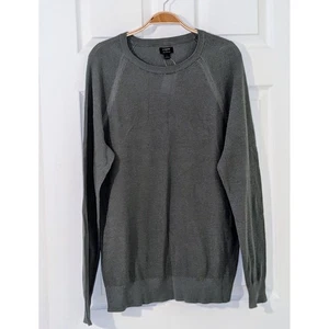 J. Maglione girocollo uomo Crew grigio cotone manica lunga casual - taglia L nuovo con etichetta $90 - Foto 1 di 6