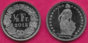 SCHWEIZ 1/2 FRANC 2012-B UNC HEAD OF LIBERTAS ROMAN GODDESS OF LIBERTY FACIN - Bild 1 von 1