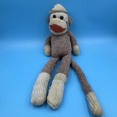 Vintage ORIGINAL Stuffed Doll Late Mid Century Sock Monkey Plushy Plush Nice! - Image 1 of 4