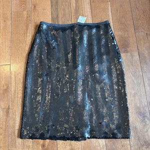 Neu mit Etikett J.Crew Damen-Bleistiftrock Pailletten schwarz silber Größe 6 - Bild 1 von 9