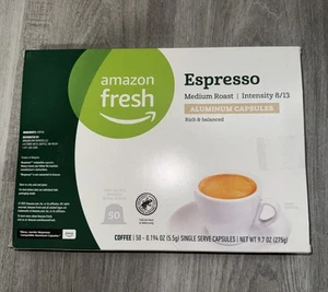 Cápsulas de aluminio tostado medio Amazon Fresh Espresso, compatibles con Nespresso - Imagen 1 de 2