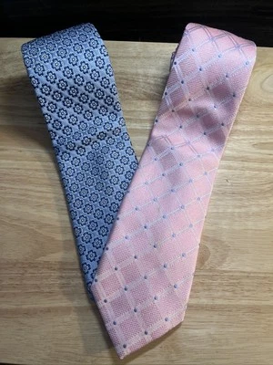 Hathaway Pink & Blue Silk Tie Set China Baby Shwr 3.5”x59.5” Gender Reveal Party - Image 1 of 4