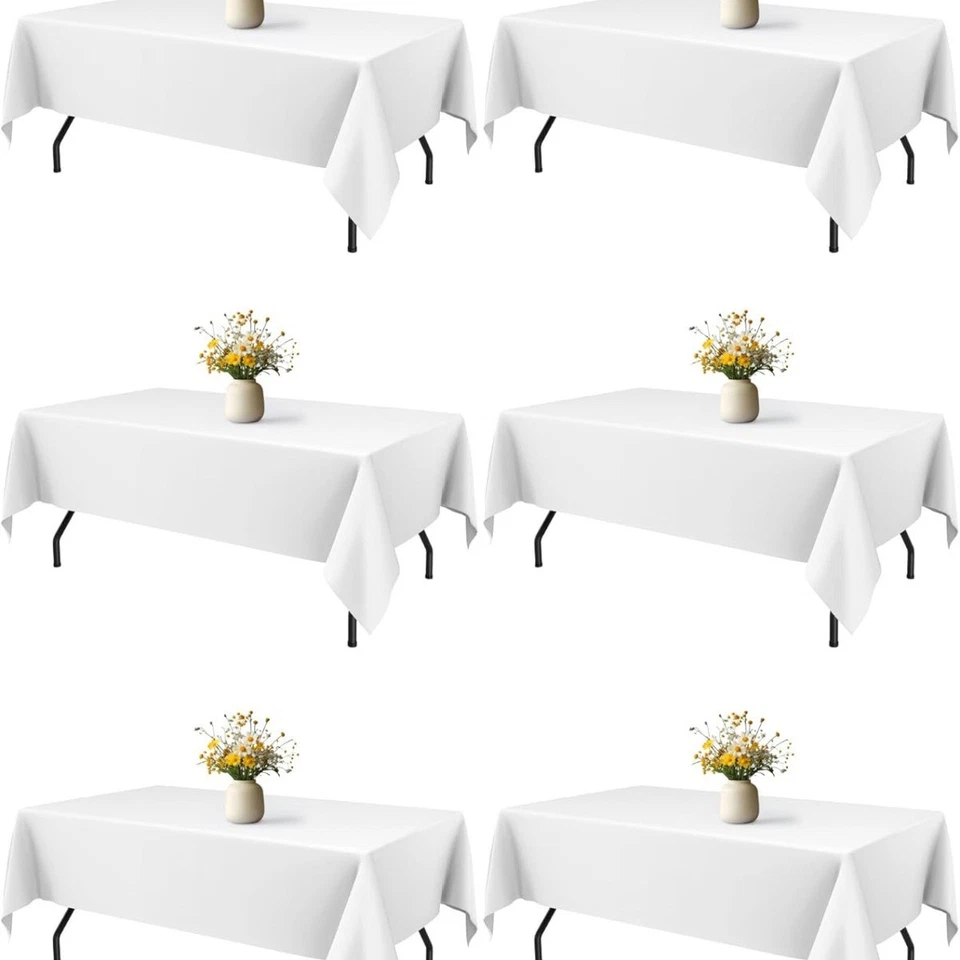 Fabric Polyester Rectangle Table Cloth - 6 Pack White - Image 1 of 1