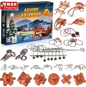 Adventskalender 2025 Brainteaser Puzzle für Erwachsene Teens Kinder, 24 Teile Metall... - Bild 1 von 7