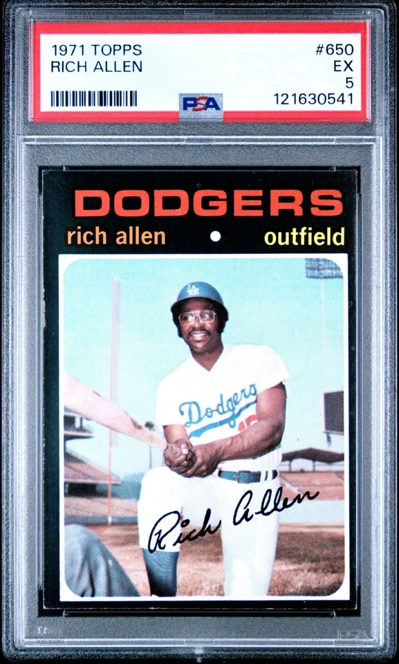 1971 Topps Rich Dick Allen No650 короткий тираж высокий No Dodgers оценка PSA 5 EX - Изображение 1 из 2