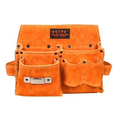 Wear-resistant Waist Pack Cow Leather Tool Bag Practical Carpenter Storage Bag - Image 1 of 4
