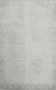 Sophisticated Light Distressed Look Geometric Rug Silver Turkish Carpet 5x7 - Picture 1 of 13