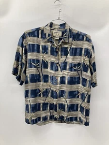 Bamboo Cay Resort Wear 100% Silk Men's Large Button Up Short Sleeve Bamboo Print - Picture 1 of 5