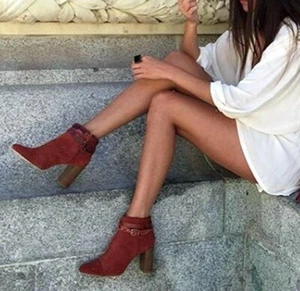 Zara Ladrillo Rojo Marrón Gamuza Botines Estampado Animal Tacón Bloque Zapatos Reino Unido 3 E 36 - Imagen 1 de 7