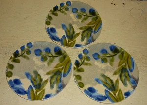 3  ANTHROPOLOGIE art pottery plates. ' ANAIS ' floral pattern. 8 1/4 " wide - Picture 1 of 5