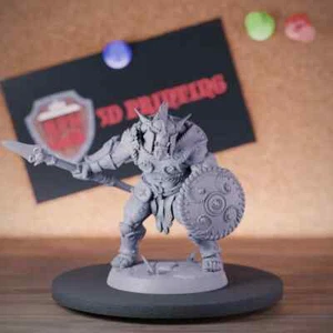 Bugbear Warrior Miniature Barbarian Warrior Dungeons and Dragons Mini DnD 5e - Picture 1 of 8