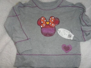 XS Size 4 Minnie Mouse Sparkling Gray Disney Store Sweatshirt NWT - Picture 1 of 1