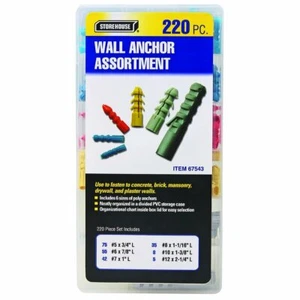 220 pc Wall Anchor Assortment Mount Hang Objects in Drywall Wall - Picture 1 of 4