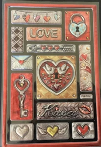 Metallic Heart Love Stickers - Picture 1 of 1