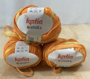 Lote de 3 Katia Bonita 3/8" de ancho cinta hilo naranja lima amarillo madeja - Imagen 1 de 4