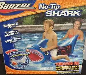 Banzai No-Tip Rideable Shark 50" Inflatable Pool Float Safe For Kids New In Box - Picture 1 of 14