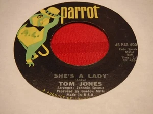 Tom Jones She's a Lady Parrot 45 Par 40058 7" 45 RPM 1971 My Way - Imagen 1 de 5