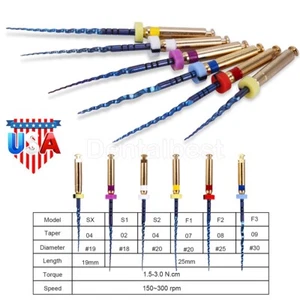6pc Dental Endodontic Rotary Super Heat Activated Files Engine Use SX-F3 25MM - Picture 1 of 20