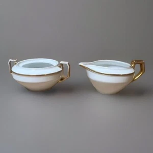 H & C Heinrich & Co Selb Bavaria Gold Trim Creamer Sugar Missing Lid Imperfect - Picture 1 of 14