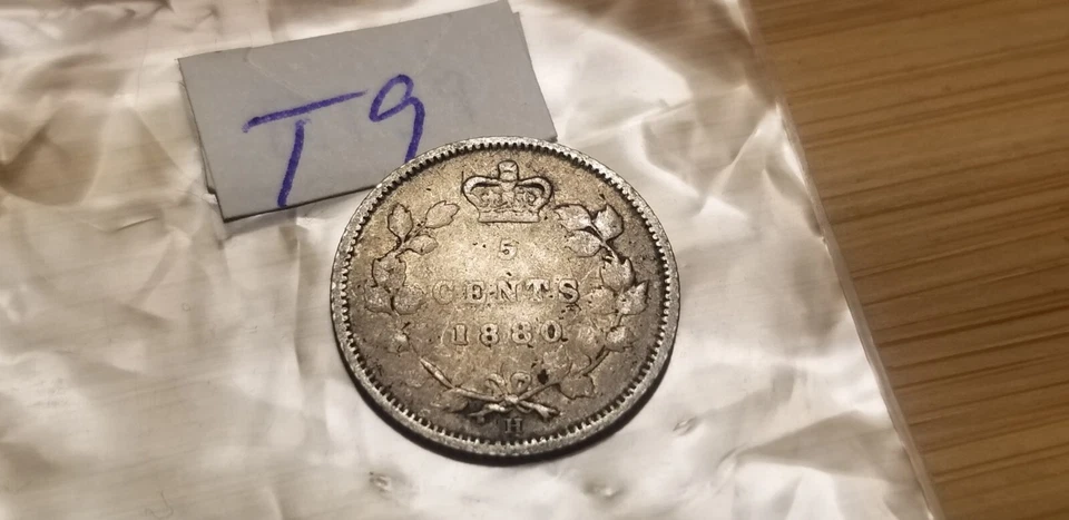 1880 Canada Silver 5 Cents Rare Coin idt9. - Image 1 of 2