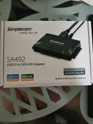 Simplecom SA492 USB 3.0 to 2.5 3.5 Hard Drive HDD Converter Adapter Power Supply - Image 1 of 2