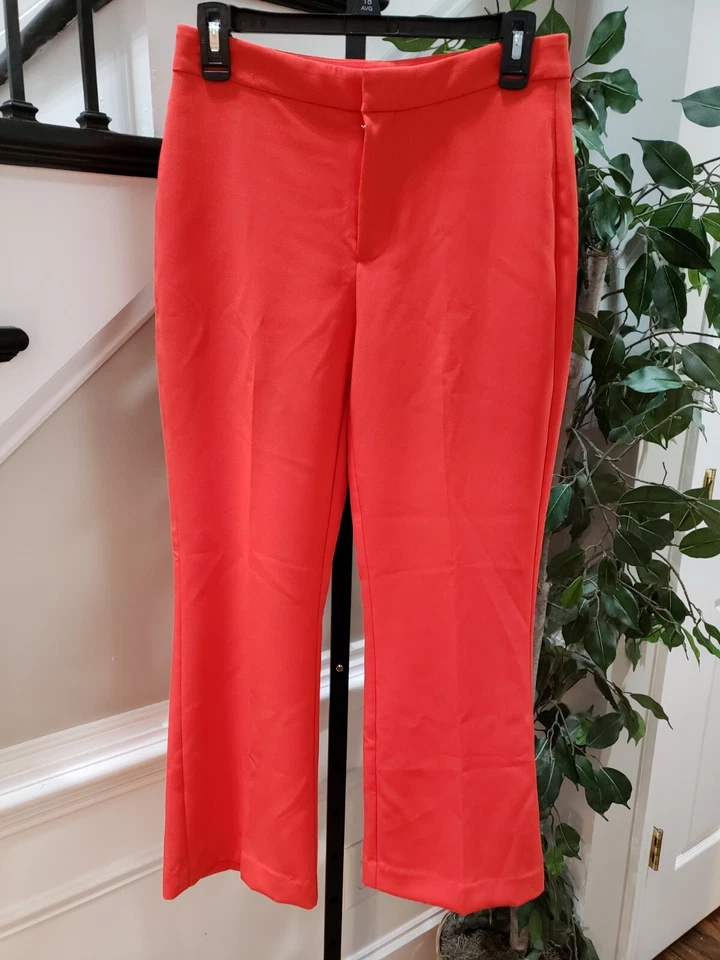 Pantalones acampanados informales de poliéster liso rojos de pierna ancha talla 4 de Nine West para mujer Foto 1 de 4