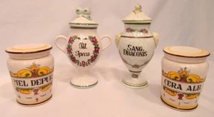 VINTAGE LOT OF 4 APOTHECARY VESSELS VARIED SIZES-CERAMIC-SOME MARKED (EZS001145) - Picture 1 of 12