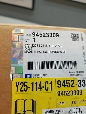 NUEVO OEM GM luz antiniebla lateral pasajero 94523309 Chevrolet Cruze 2015-2016 Foto 1 de 4