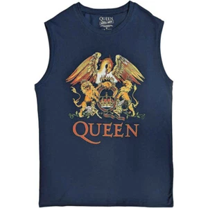 Queen - Classic Crest - Navy Blue Tanktop T-shirt - Picture 1 of 2