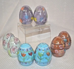 U PICK EASTER Egg SALT & Pepper SHAKERS Spring Flowers Eggs Purple BLUE 2.5" NEW - Picture 1 of 20