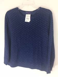 Fresh Produce Womens $65 Small Blue Top Round Neck T Shirt Dotted Sweatshirt New - Picture 1 of 6