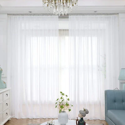 1/2x Panels Sheer Tulle Voile Lace Window Curtain Drapes Living Room Rod Pocket - Image 1 of 4