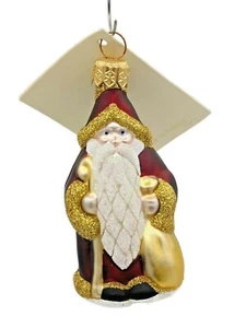 Patricia Breen Miniature Woodland Santa Bordeaux Gold Christmas Holiday Ornament - Picture 1 of 6