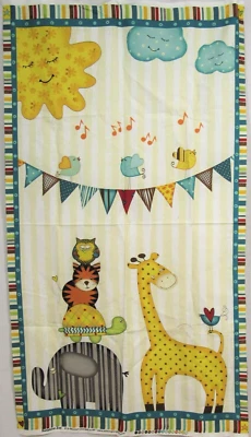 Panel de tela de algodón Sunshine Zoo Animals 23"x44" impresiones Wilmington Jo Moulton Foto 1 de 2