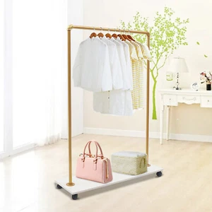 Golden Round Tube Combination Clothes Floor Type Hanging Iron Art Clothing Rack - Picture 1 of 12