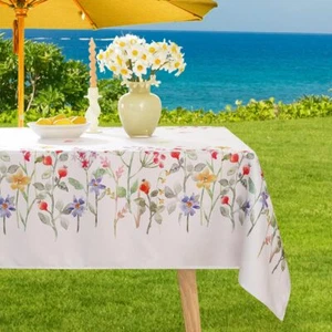 Outdoor Tablecloth With Umbrella Hole And Zipper Stain Resistant Table Cover Pri - Picture 1 of 7