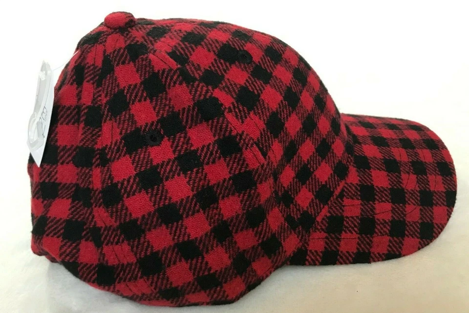 Set of 2 Time and Tru Women's Baseball Caps Black Red Flannel Plaid Color