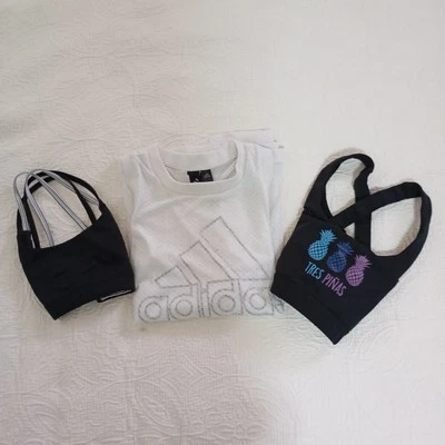 Set of 3 women's training t-shirts, size L, color Black and White. - Image 1 of 4