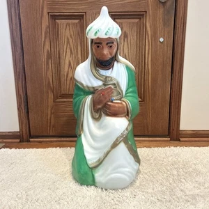 Vintage Empire Blow Mold Wise Man King Plastic Green Nativity Christmas 1982 - Picture 1 of 10