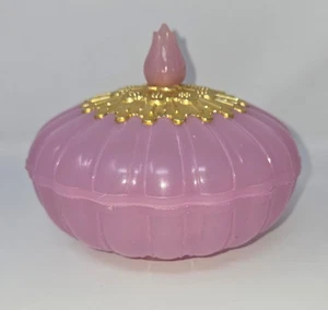 Vintage Avon Elusive Beauty Dust Waschtisch Puderbehälter Rosa Kunststoff Gold Leer - Bild 1 von 10