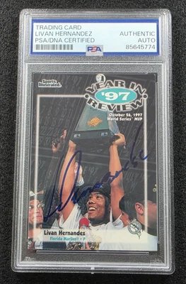 1998 LIVAN HERNANDEZ Signed Sports Illustrated Baseball Card-FLORIDA MARLINS-PSA - Image 1 of 4