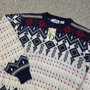 Vintage Steep Slopes Pullover Herren L Mehrfarbig Strick Kreuz Schneeflocken Winter NEU - Bild 1 von 7